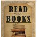 XUNLURY Read More Books Poster Hanger Frame, Reading Nook Corner Decor Canvas Wall Art, Vintage Book Bookish Wall Decor for Library Home Classroom Reading Room, 12x16 Inch