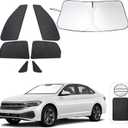 TINGLU Window Shades for Volkswagen VW Jetta 2019-2025 2026 Accessories Car Side Full Windows Triangular Windshield Sun Shade Sun UV Rays Privacy Protection 7PCS