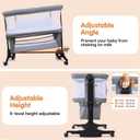 4-in-1Bedside Bassinet Sleeper, 6 Height, Mesh, Washable Mattress, Crib
