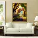 TUTUMAY21 Christmas Gift Autumn Park Green Yellow Trees Beautiful Scenery 5D Diamond Painting, DIY Diamond Art Kit for Adults Gem Art Home Wall Decor for New Year Valentine's Day 12x16 inch