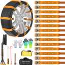Snow Chains, Anti Slip, Non-metallic, Emergency Tire Chains Suitable for Cars, Trucks, Pickup, SUVs with Tire Width of 165-245mm(14 Pack, Yellow)