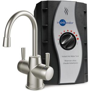 InSinkErator HOT250 Instant Hot and Cold Water Dispenser System, 2-Handle Drinking Water Faucet in Satin Nickel with 2/3-Gallon, Filter-Compatible, Stainless Steel Tank, HC250SN-SS