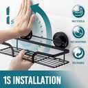 TAILI Shower Caddy Suction Cup 2 Pack, Heavy Duty Bathroom Basket, Bath Shelves for Inside, Stainless Steel Shower Holder for Bathroom Storage & Home Decor,Black