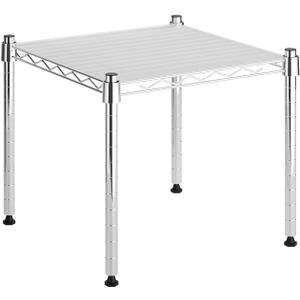 Whitmor 1 Tier Supreme Stacking Shelving Unit, Wire Metal Home Storage Organizer, 15" L x 14" W x 15" H, Chrome W/Liner