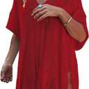 Jeasona Womens Bathing Suit Cover Up for Beach Pool Swimwear Crochet Dress (Medium, Red)