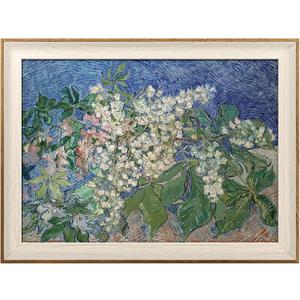 VIYYIEA Framed Canvas Wall Art, Flowers Wall Art for Living Room, Vintage Oil Painting Picture, Van Gogh Home Decor, Bathroom Wall Decor -Chestnut Branches-(12"x16")