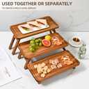 GEHE 3 Tier Serving Tray Acacia Wooden Tiered Tray Stand Foldable Dessert Table Display Set Decor Charcuterie Boards for Party, Birthday, Wedding, Christmas