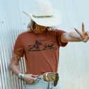 Retro Rodeo Shirt Women Cowgirl Bleached T Shirt Western Cowboy Rodeo Outfit Country Music Tee Short Sleeve Top (Brown, XL)