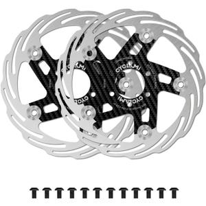 2Pcs 160mm Floating Bike Disc Brake Rotor with 6 * 2 Bolts, Carbon Fiber Bicycle Disc Brakes Rotors for Road Bike/Mountain Bike MTB/Ebike/BMX