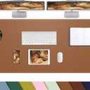 Leather Desk pad Protector, Large Desk mat with Natural Cork & PU Leather,Mouse pad,Non-Slip Office Desk Mat,Waterproof Desk Writing Pad for Office and Home (47in*17in, Brown)