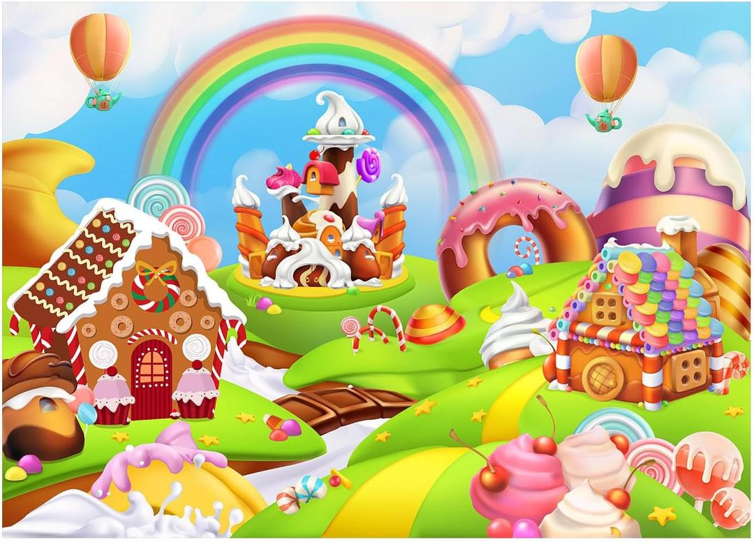 82.7"x59" Candyland Backdrop Gingerbread Party Banner Decorations Candy Land Background, Kids Baby Shower Birthday Decorations Photography Photo Booth Props Sweet Supplies 82.7"x59" Candyland Backdrop Gingerbread Party Banner Decorations Candy Land Background, Kids Baby Shower Birthday Decorations Photography Photo Booth Props Sweet Supplies
