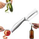 Multi-Functional Vegetable Peeler for Kitchen, Fruit Peeling Knifestainless steel sharp blade with bottle opener, suitable for fruits and vegetables, pumpkin, sugar cane. (Stainless steel handle)