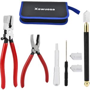 Upgrade Heavy Duty Glass Cutter Kit (2-20MM) - Precision Running Breaking Pliers for Stained Glass, Tiles, Mosaics & Fusing