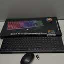 Wireless Keyboard and Mouse Combo, RGB Backlit, Rechargeable & Light Up Letters, Full-Size, Soft Typing, Sleep Mode, 2.4GHz Quiet Keyboard Set for Mac, Windows, Laptop, PC, Trueque KM42Pro (Black)