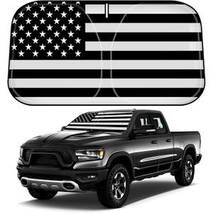 D-Lumina Windshield Sun Shade for 2010-2025 Dodge Ram 2500 3500 Accessories, Front Window Sunshade American Flag Sun Visor Protector Sun Shield Block UV Rays Heat, Foldable 2 Layers 210T Material