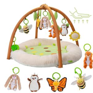 Baby Play Gym by Two Little Feet, Premium Super Thick Padded Tummy Time Mat & Baby Play Mat for Babies 0-6 Months and 6-12 Months, Baby Essentials Baby Lounger, Ideal Shower Gift, 7 Detachable Toys
