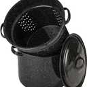 Granite Ware 7.5 Qt 3 Piece Multiuse Pasta Pot Set, Strainer Pot with lid. (Speckled Black) Seafood, Soups, Sauce, Large Capacity. Easy to Clean. Dishwasher Safe.