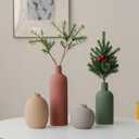 Modern Ceramic Vase Set, Neutral Colors, Decorative Vases for Home Decor, 4 Piece Collection (Green Mix Set 4)