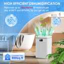 Dehumidifier for Home, 75 OZ Water Tank, Quiet Dehumidifiers for Home with Auto Shut Off, Auto Defrost, Timer, Sleep Mode, 7 Color Light Dehumidifier for Basement, Bedroom, Bathroom - White