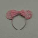 Black Velvet Mouse Ears Headband with Pearl & Bow, Halloween Christmas Cosplay Costume Princess Party Hair Accessories (Red, One Size) (1 Count (Pack of 1))