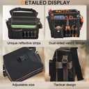 Tool Belt with Reflective Stripes - Adjustable Waist Belt & Shoulder Strap, 1680D Waterproof Oxford Fabric, Tool Pouch Belt with Stronger Long-Lasting for Electricians, Plumbers, Handymen, DIY