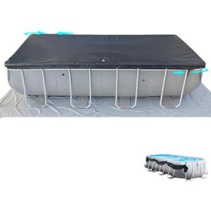 12x21Ft Rectangular Pool Cover with Side Storage for Oval and Rectangular Above Ground Pool, One-Piece Solar Oval Pool Cover, Preventing Waterlogging, UV and Weather Resistant WP:10000kPa+