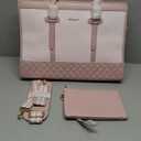 LOVEVOOK Laptop Bag for Women 15.6 inch Canvas Laptop Tote Bag, Large Capacity Work Bag with Clutch Purse, Computer Bag Office Business Briefcase, Casual Handbag for Travel College Teacher School (Sakura Pink)