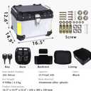 Motorcycle Top Case 45L Trunk Tail Box Bag Aluminum alloy handle With Leather Lining Anti-Theft With Lock And Back Cushion Waterproof Dustproof Easy Installation With Universal Bracket Silver, 45 liters