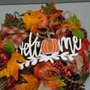 TEMPUS 16" Artificial Maple Leaf Mesh Wreath Fall Pumpkin Welcome Sign Wreaths for Front Door Autumn Harvest Thanksgiving Decoration Home Indoor Outdoor Decor