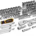 GEARWRENCH 185 Piece Mechanics Hand Tool Set - 1/4", 3/8, & 1/2" Drive | 90 Tooth | SAE & Metric | GW90MCBMTS
