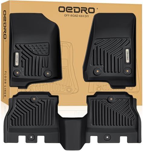 OEDRO Floor Mats Fit for 2018-2024 2025 Jeep Wrangler JL Unlimited 4-Door, TPE All-Weather Floor Liners for 1st and 2nd Row Full Set Car Mats, Black