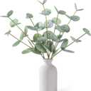Artificial Eucalyptus Stems in Ceramic Vase, 14'' Fake Plants Greenery Stems for Home Decor Eucalyptus Plant for Bathroom Farmhouse Room Coffee Table Centerpiece Desk Shelf Faux Branches Decorations