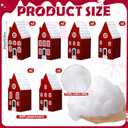 Breling 13 Pcs Christmas Village Set, Red Cardboard Christmas Village House with 500 g Fluffy Snow Cotton in 6 Paper Distinct House for Xmas Tabletop Mantel Display Winter Centerpiece