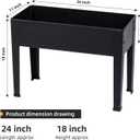 Raised Garden Bed, Elevated Planter Black Metal Plant Box with Legs Standing Garden Stand Drainage Holes Black(24" L x 11" W x 18" H)