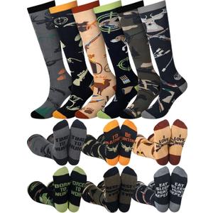 JenPen 6 Pcs Christmas Funny Knee High Socks Hunting Hockey Lovers Unique Gifts Hunter Hockey Accessories for Husband Dad Men