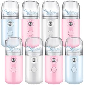 Mudder 8 Pieces Nano Facial Mister Face Sprayer Portable Handheld Humidifier Atomization USB Rechargeable 30 ml Face Steamer for Skin Care Eyelash Extensions Daily Makeup
