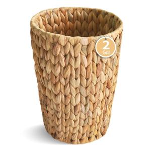 Coeusy Wicker Trash Can,Small Bathroom Trash Can,Water Hyacinth Wicker Waste Basket for Bathroom,Boho Waste Basket for Bedroom,Home Office,Compact Spaces(2 Gallon Round)
