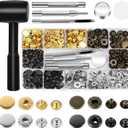 Alritz 15mm Leather Snap Button Kits with Hammer Punch Spacer, 90 Sets Metal Snaps Press Studs with 4 Setter Tools for Thin Clothes, Jackets, Jeans Wears, Bracelets, Bags