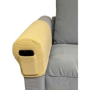 Beige Cream Sofa Arm Covers 2-Pack, Christmas Cat Scratch Protectors for Beige Furniture - Anti-Slip Stretch Slipcovers with Pocket