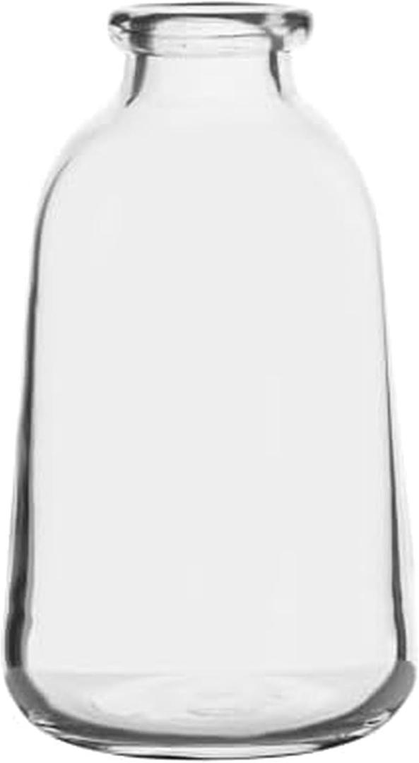 Elements Glass Milk Bottle Vase, for Use with Dried or Faux Flowers and Greenery, 6.7x6.7x9.4 Inch, Clear