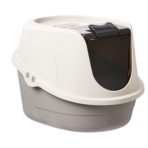 Amazon Basics No-Mess Hooded Enclosed Cat Litter Box with Odor Control and Swinging Door, Standard, 21" x 16" x 15", Multicolor
