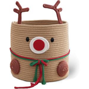 Christmas Deer Basket, Reindeer/Elk, Christmas/Baby Gift Basket, Cute Toy Basket, for Nursery, Clothes, Towels