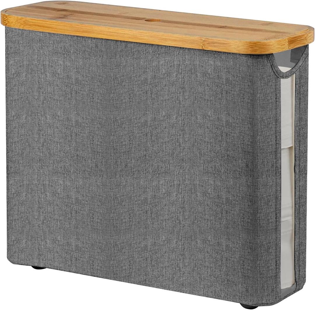 Toilet Paper Storage Basket, Bamboo Toilet Paper Storage Organizer Holds 12 Rolls, Freestanding Toilet Paper Holder Bin for Bathroom, Bathroom Accessories Organizer