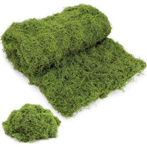 Fake Moss for Crafts 39" x 39" Faux Moss Mat with Base Fabric for Plants and 3.5 oz/ 100g Decorative Artificial Moss Green Faux Grass for Planters Crafts DIY Fairy Garden(Light Green)