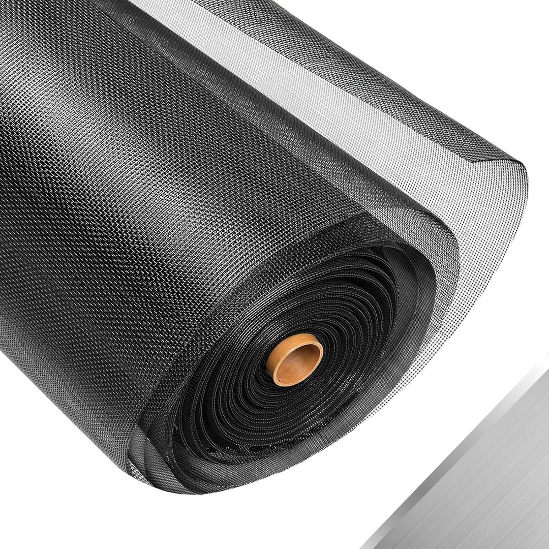304 Stainless Steel Mesh Window Screen Roll, 59IN x 16FT Black Metal Window Screen Replacement, Screen Mesh for Window, Door, Patio, Pet, Vent, Filter, Porch, Cage and DIY Project (22 Mesh)