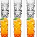 INFTYLE Clear Tiki Glasses Set of 6-14 oz Modern Bar Tiki Cocktail Glasses Perfect for Exotic Cocktails,Mai Tai, Hawaiian Style Cocktails, Tropical Island Drinksware Set