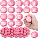 Soulchen 100 Pcs Breast Cancer Awareness Stress Balls 1.57 Inch Pink Ribbon Inspirational Foam Relief Stress Balls Gifts for Breast Cancer Awareness Month Bulk Charity Party Favors
