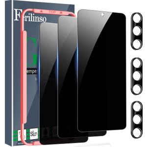 Ferilinso 3 Pack Privacy Screen Protector for Samsung Galaxy S26 Plus with 3Pack Tempered Glass Camera Lens Protector Phone Case Friendly Accessories Protector de Pantalla for Samsung S26 Plus