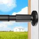 Tension Curtain Rod 51-126In(4.25-10.5Ft), Long Shower Curtain Rod for Bathroom Window Patio, No Drill Dual-End Adjustable Spring Outdoor Rod, Rust Proof Easy to Install, Rod Diameter 1.26In, Black