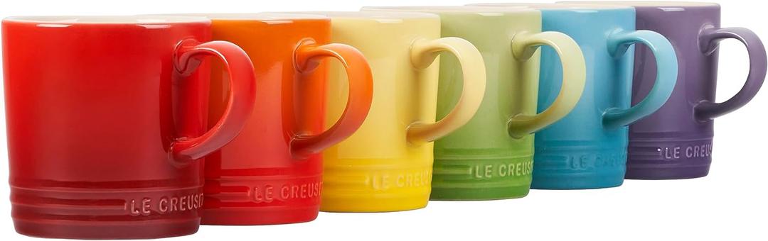 Le Creuset Stoneware Set of 6 London Mugs, 12 oz. Each, Multi-Color